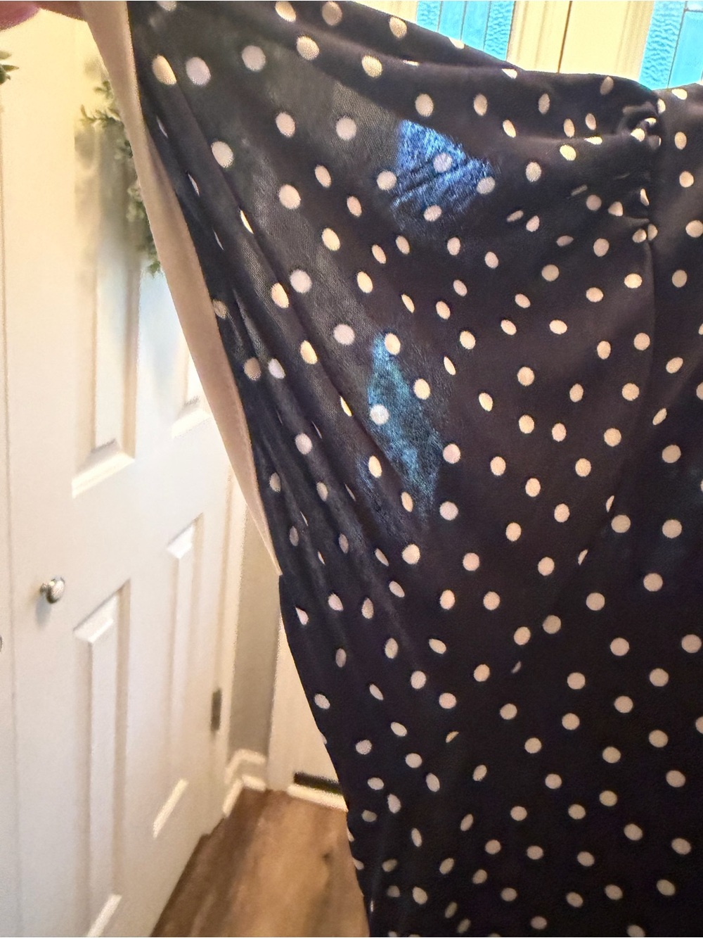 Exclusive One Navy Polka Dot Top with Keyhole Detail - Picture 4 of 5